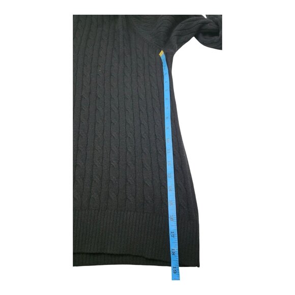 Ll.bean Sweater Men XL Black Cashmere Preppy Cable Knit Grandpa Core Fishermans - Picture 3 of 7